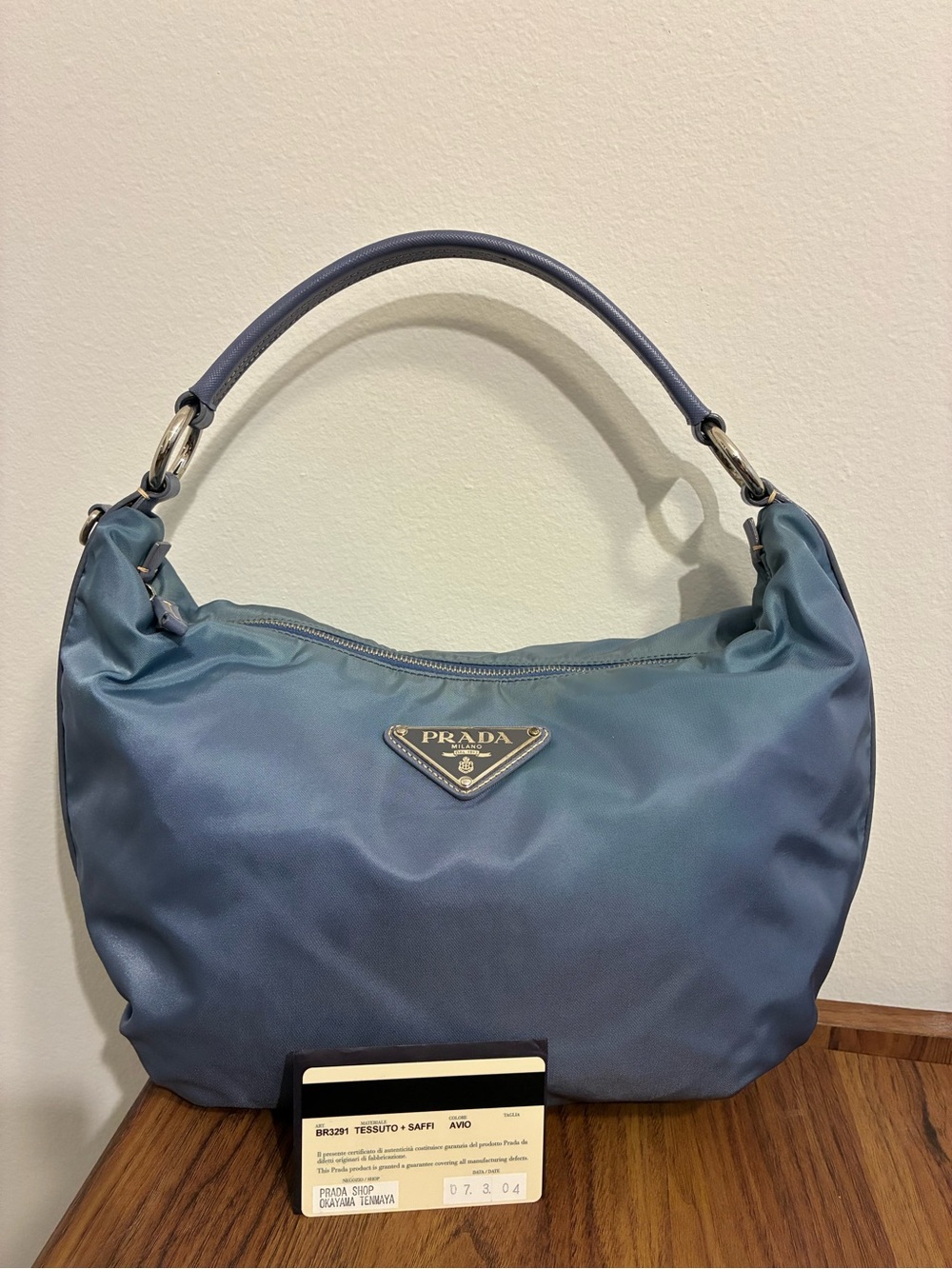 Authentic Vintage Y2K Prada Hobo Bag - Avio Blue- WITH Authenticity Card